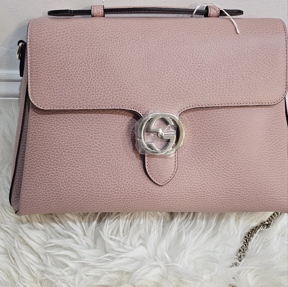 GUCCI  DOLLAR CALFSKIN INTERLOCKING G  TOTE_BEIGE_MEDIUM_ - Picture 4 of 17